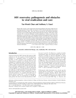 HIV reservoirs: pathogenesis and obstacles to viral