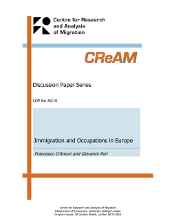 Immigration and Occupations in Europe - CReAM