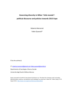 Governing diversity in Milan &ldquo;citt&agrave; mondo&rdquo;: political discourse