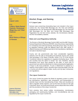 Liquor Laws - Kansas Legislative Research Department