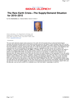 The Rare Earth Crisis&mdash;The Supply/Demand - Sigma