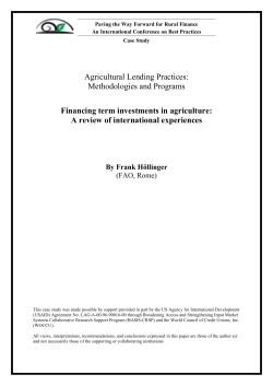 Financing Term Investments in Agriculture: A Review of International