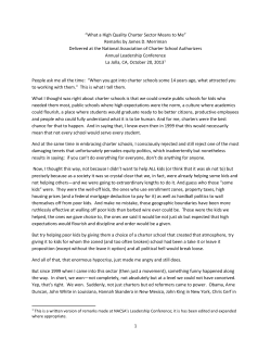 1 &ldquo;What a High Quality Charter Sector Means to Me&rdquo;