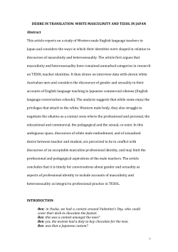 1 DESIRE IN TRANSLATION: WHITE MASCULINITY AND TESOL IN