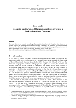 On verbs, auxiliaries and Hungarian sentence structure