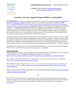Consumer Advocates Applaud Proposed Military Lending Rules