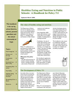 Healthier Eating and Nutrition in Public Schools: A Handbook for