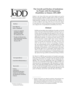 Article - Ontario Association on Developmental Disabilities