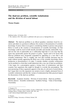 The dual-use problem, scientific isolationism and the division of
