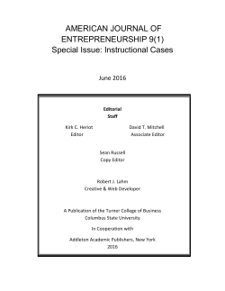 AMERICAN JOURNAL OF ENTREPRENEURSHIP 9 (1) Special