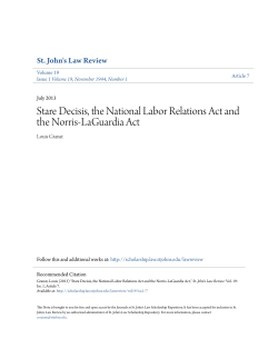 Stare Decisis, the National Labor Relations Act and the Norris