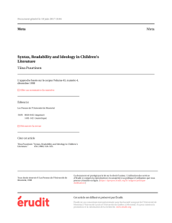 Syntax, Readability and Ideology in Children`s Literature