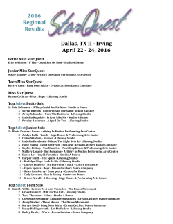 Dallas, TX II -‐ Irving April 22 -‐ 24, 2016