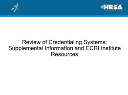 Review of Credentialing Systems: Supplemental