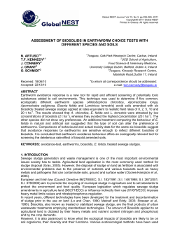 ASSESSMENT OF BIOSOLIDS IN EARTHWORM CHOICE TESTS