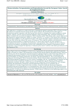 Democratization, Europeanization and Regionalization