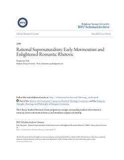 Rational Supernaturalism: Early Mormonism and Enlightened
