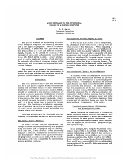 A New Approach to the Functional Design of a Digital Computer