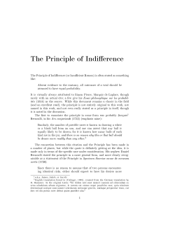 The Principle of Indi erence