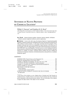 Synthesis of Native Proteins by Chemical Ligation