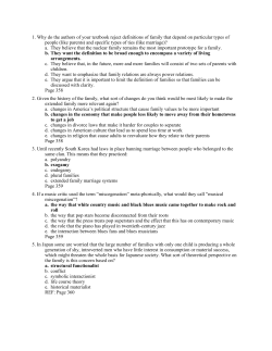 1. Why do the authors of your textbook reject definitions of family that