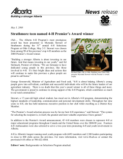 Alberta 4-H Selections 2008 - Alberta Agriculture and Forestry