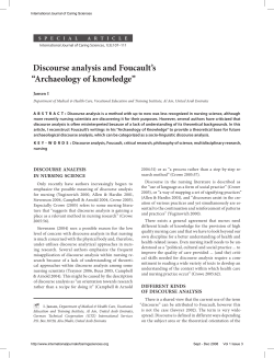 Discourse analysis and Foucault`s &ldquo;Archaeology of knowledge&rdquo;