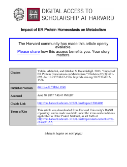 Impact of ER Protein Homeostasis on Metabolism The Harvard
