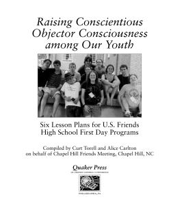 Raising Conscientious Objector Consciousness among Our Youth