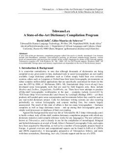 TshwaneLex – A State-of-the-Art Dictionary Compilation