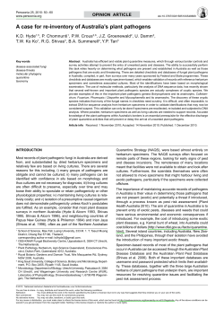 A case for re-inventory of Australia`s plant pathogens - Library