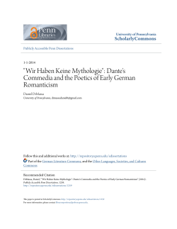 "Wir Haben Keine Mythologie": Dante`s Commedia and the Poetics