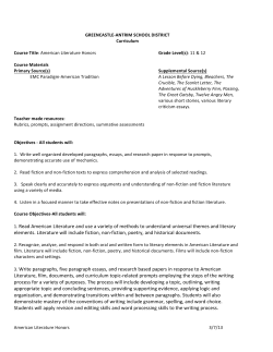 American Literature Honors - Greencastle