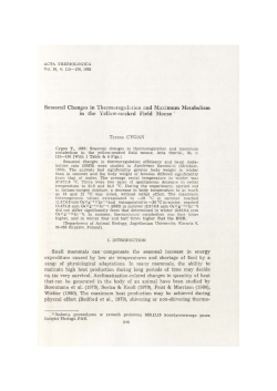 Seasonal Changes in Thermoregulation and Maximum Metabolism