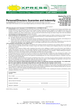 Personal Guarantee - Sunexpress Transport Solutions
