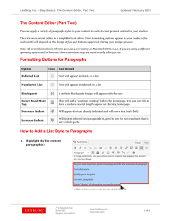 The Content Editor (Part Two) Formatting Buttons for