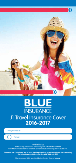 J1 Travel Insurance Cover 2016-2017