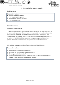 4. An introduction to genre analysis Defining Genre