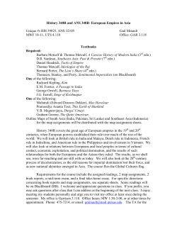 History 340R and ANS 340R- European Empires in Asia Unique #s