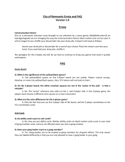 City of Remnants Errata and FAQ Version 1.0 Errata FAQ