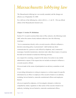 Massachusetts lobbying law - Secretary of the Commonwealth