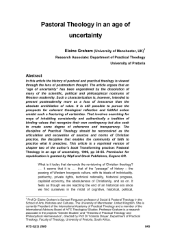 Pastoral Theology in an age of uncertainty