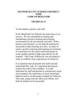 Code of Behavior - Mansfield City Schools