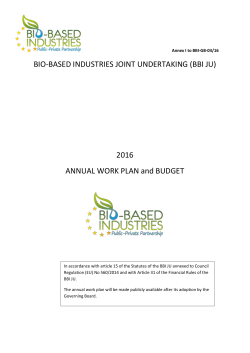 2016 ANNUAL WORK PLAN and BUDGET