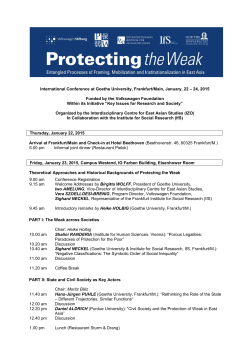 International Conference at Goethe University, Frankfurt/Main