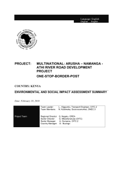 Arusha-Namanga-Athi River Road Development Project One-Stop