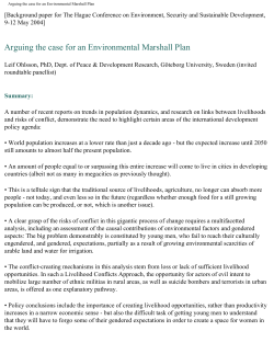 Arguing the case for an Environmental Marshall Plan