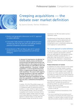 Creeping acquisitions &mdash; the debate over market definition