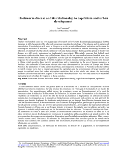 Hookworm disease and its relationship to capitalism and urban