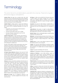 Terminology - University of Otago